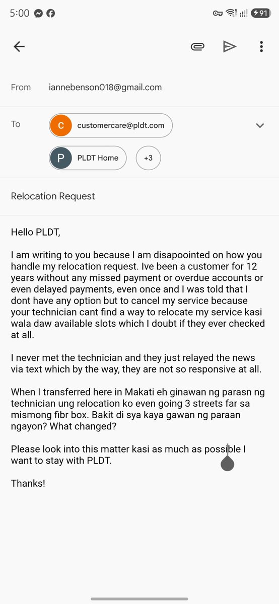 missiceefierce's tweet photo. @pldt @PLDT_Cares @PLDTHome @PLDTEnterprise is this how you treat long time customers? I was told that I dont have any other option but cancel? https://t.co/8yiTfvCFwk