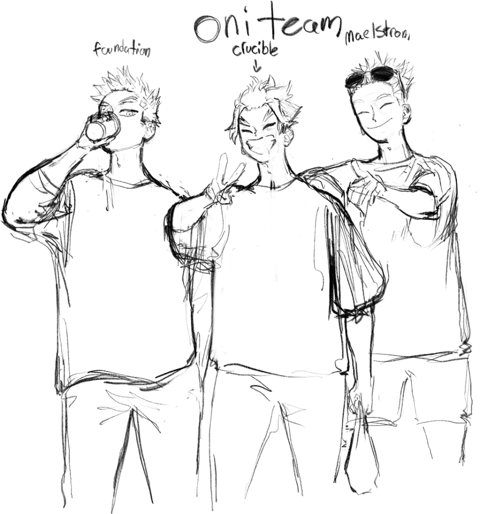 DezCola's tweet photo. busted sketch of oni team on their day off https://t.co/JorOKl1RLf