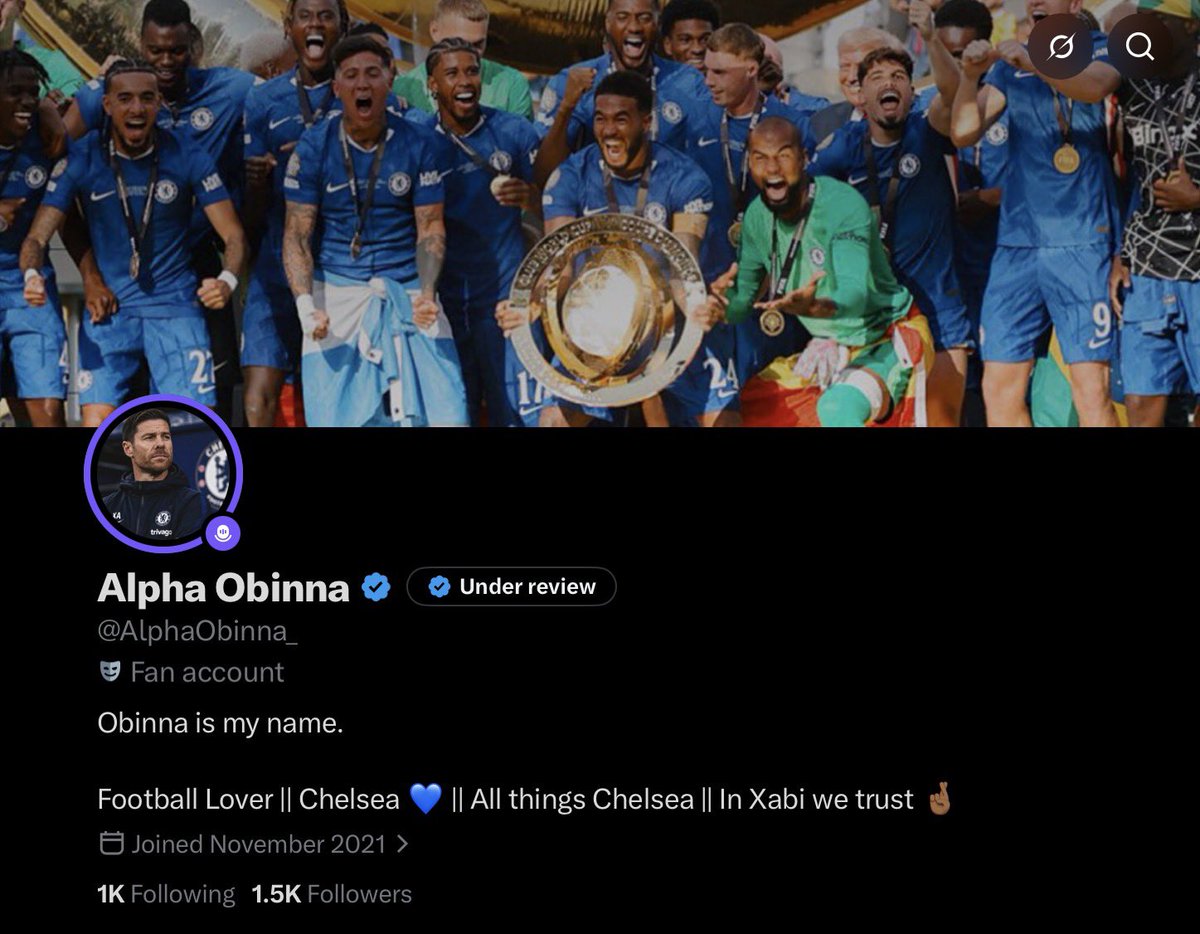 AlphaObinna_'s tweet photo. To all my mutuals, I have decided to change my display name from “Xabi Alonso Advocate” to “Alpha Obinna” just in case you are looking for my page. 

Account is currently under review. https://t.co/e95tbjAXAU