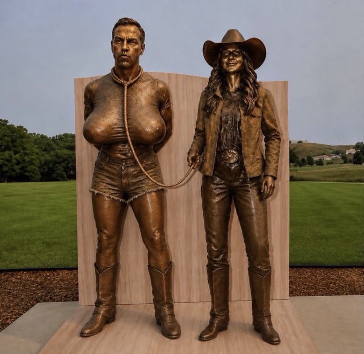 waltermasterson's tweet photo. I brought my children to see Kristi Noem family statue today. https://t.co/zi4EVYfQYW