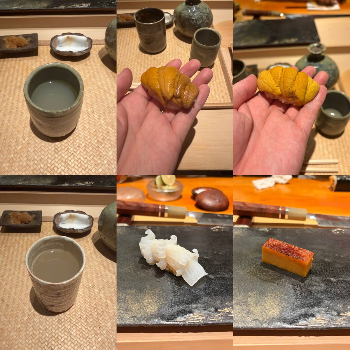 sushitar0's tweet photo. くろ崎②
🥢煮蛸
🥢太刀魚酒蒸し
🥢海鰻
🍣新子
🍣ミル貝
🥢黒鮑
🥢黒鮑肝ソースと白エビ
🍣小肌
🍣車海老
🥢ボタン海老茶碗蒸し
🍣藍島赤ウニ
🍣新イカ
🍣大トロ
🍣赤身
🍣中トロ
🥢車海老頭
🍣穴子
🍣干瓢
🥢貝出汁
🍣愛媛赤ウニ
🍣藍島塩水赤ウニ
🥢貝出汁
🍣白イカ
🥢玉 https://t.co/MW81MaQRg0