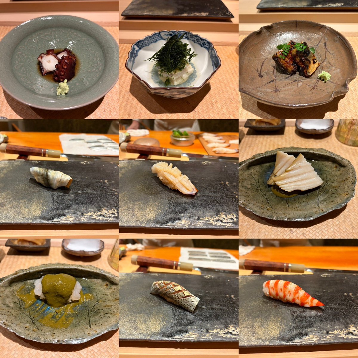 sushitar0's tweet photo. くろ崎②
🥢煮蛸
🥢太刀魚酒蒸し
🥢海鰻
🍣新子
🍣ミル貝
🥢黒鮑
🥢黒鮑肝ソースと白エビ
🍣小肌
🍣車海老
🥢ボタン海老茶碗蒸し
🍣藍島赤ウニ
🍣新イカ
🍣大トロ
🍣赤身
🍣中トロ
🥢車海老頭
🍣穴子
🍣干瓢
🥢貝出汁
🍣愛媛赤ウニ
🍣藍島塩水赤ウニ
🥢貝出汁
🍣白イカ
🥢玉 https://t.co/MW81MaQRg0