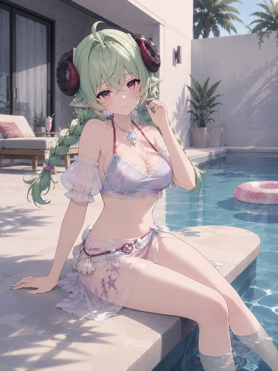 Phyraxiel's tweet photo. Pool day with Iroi 💚☀️
She looks way too cute in this skin 🐚✨
Iroi — Neverness to Everness
#NevernessToEverness #NTE #Iroi #Fanart https://t.co/nKE9TsoBh9