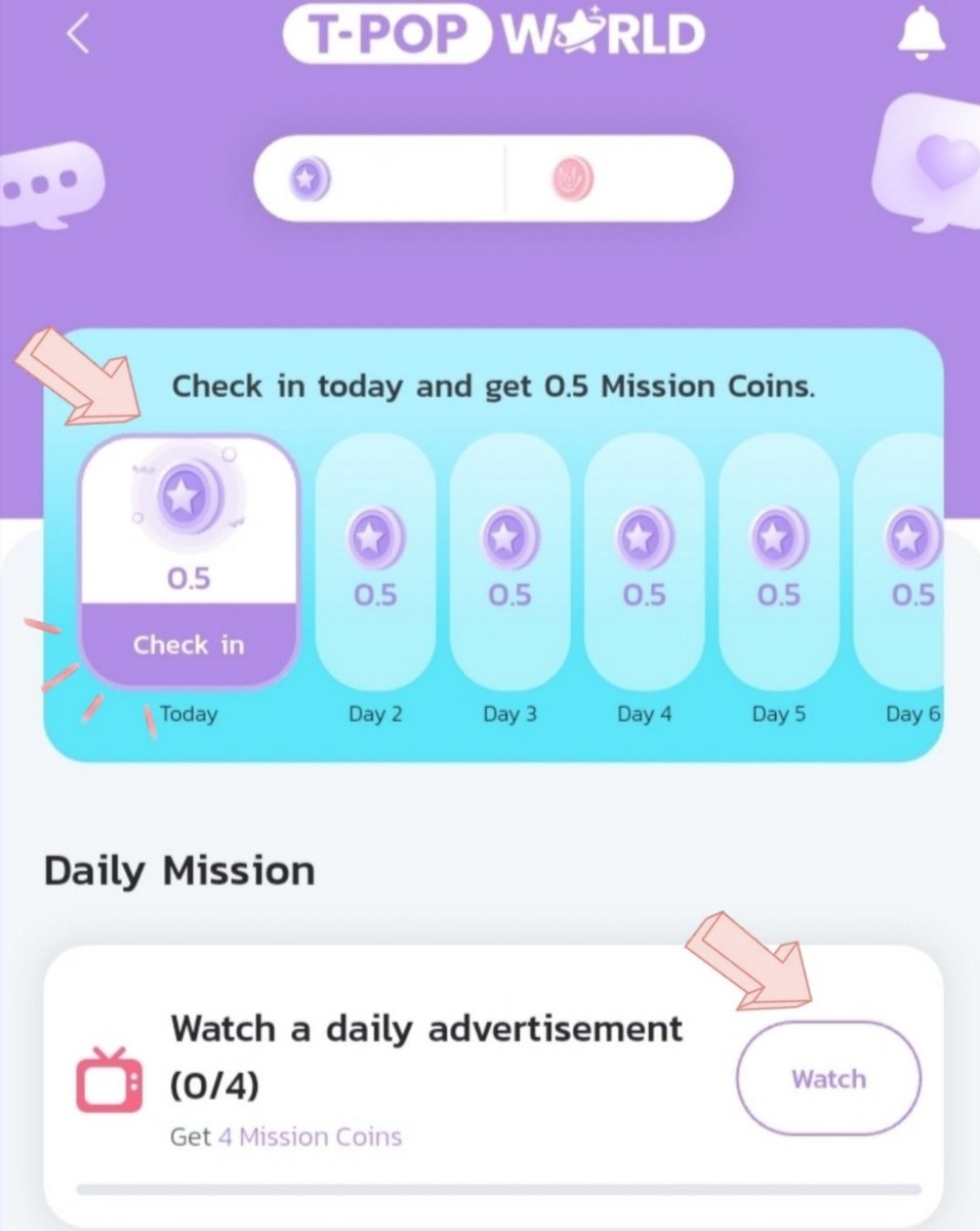 votefornunew's tweet photo. DAILY MISSIONS
• Check-in daily for max 2 coins on Day 7
• Watch ads 4x / day for 4 Mission Coins

​WEEKLY MISSIONS
• Vote Songs on Chart 7x for 10 coins (Free 1 vote / day)
• Share T-POP PICK 7x for 7 coins

🪙 You can buy coins in-app too!
 
​#NuNew7thSingle
#NuNew #TPOPApp https://t.co/9ESs35rihq