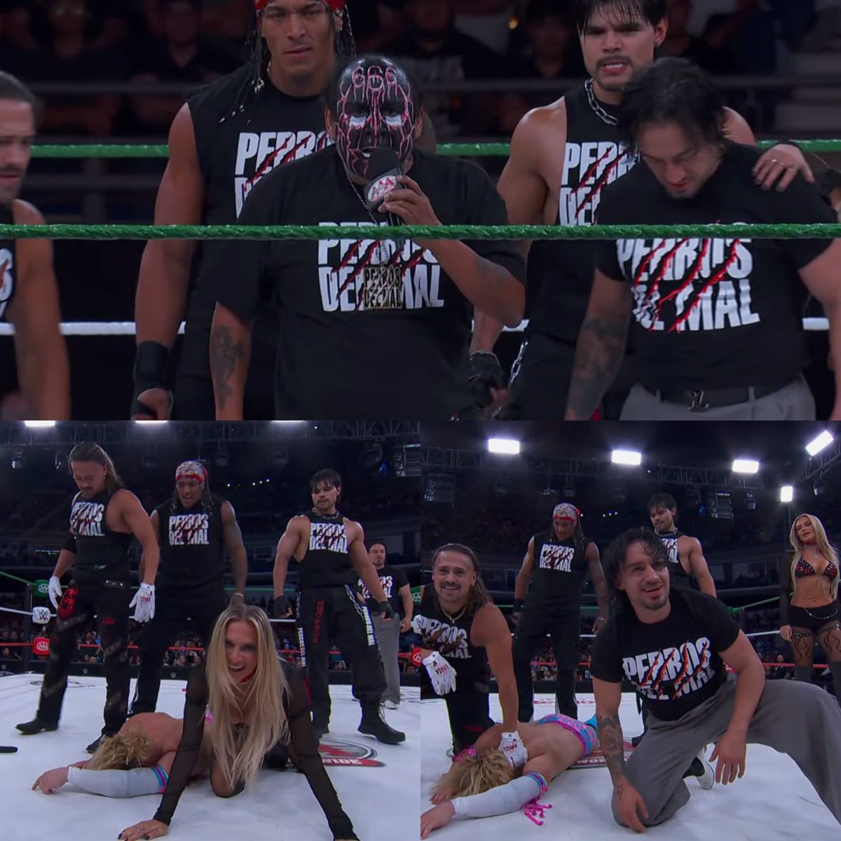 luchalibreonlin's tweet photo. Los Perros del Mal tienen en su esquina a Damián 666. El público enloqueció con Damian!!!!! La facción se ve más dominante aún. https://t.co/F1e69J0lJI