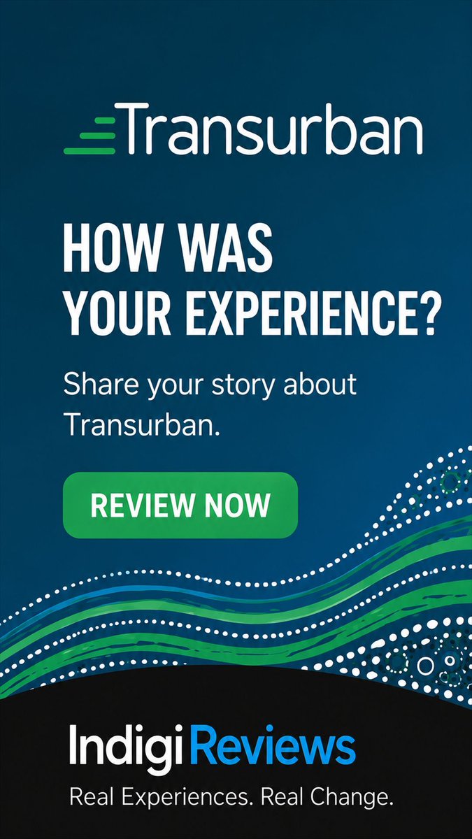Barayamal3's tweet photo. How was your experience with Transurban? Share your story and help First Nations people make informed choices.

https://t.co/3ALeHCV74P

#IndigiReviews #Transurban #FirstNationsVoices #Roads https://t.co/QsH58HqNol