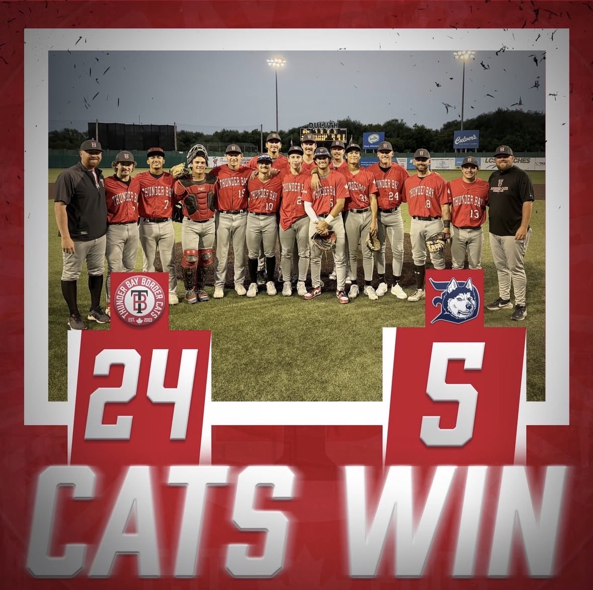 TBBordercats's tweet photo. Almost twice as many runs as players.. 

All we got, is all we need. #GoCatsGo https://t.co/ZDZvgjHtSo