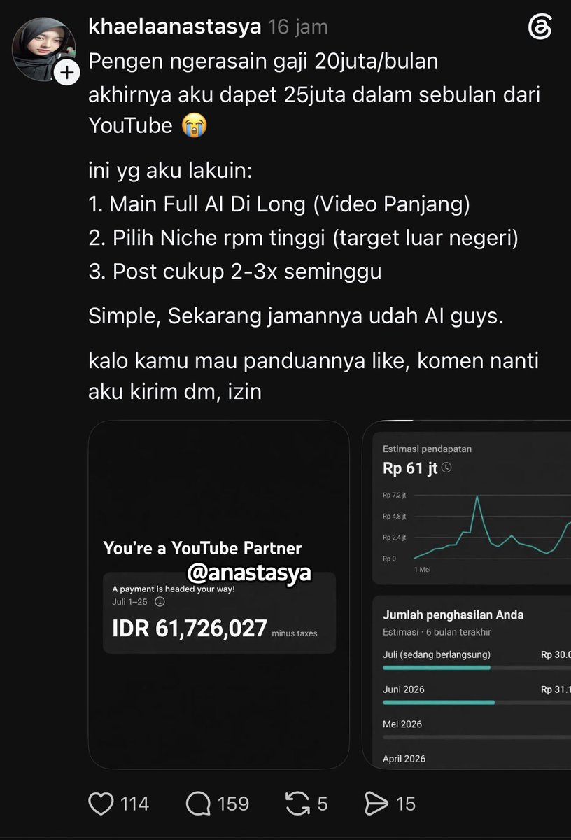 Cupang1997's tweet photo. GUE MUAK SAMA KONTEN BEGINI.

45 HARI REKENING 2 DIGIT

PAKE AI BUAT HASILIN DUIT

COPY PASTE LANGSUNG JADI DUIT

Ujung ujungnya jual kelas Rp25 ribu.

Mau jual kelas? silahkan....

Tapi jangan jual mimpi ke orang yang lagi desperate cari duit. https://t.co/fmWFqpyzPw