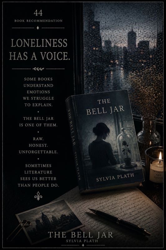 Books_Reviews_1's tweet photo. Loneliness has a voice.

Some books understand emotions we struggle to explain.

The Bell Jar is one of them.

Raw.
Honest.
Unforgettable.

📚 The Bell Jar

Sometimes literature sees us better than people do.

#thebelljar #sylviaplath #bookstagram #bookquotes #literature https://t.co/SqDE6CL75D