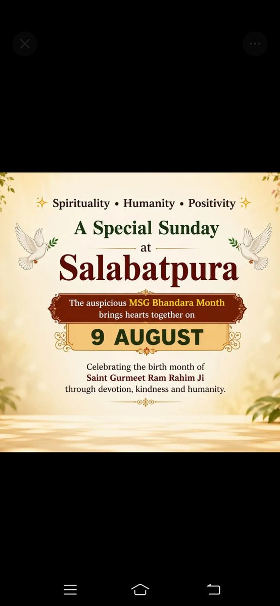 simrani28163545's tweet photo. The auspicious MSG Bhandara Month brings divine joy! Today, August 9, Salabatpura, Punjab, hosts a special spiritual congregation. This #SpiritualSunday celebrates the birth month of Saint Gurmeet Ram Rahim Ji, inspiring love, peace, selfless service, positivity, and humanity. https://t.co/34GYmQtYn5
