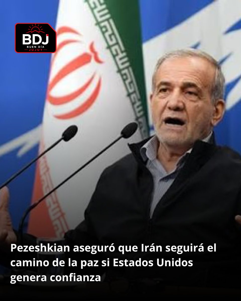 ArgoteDaniel's tweet photo. El presidente iraní Pezeshkian aseguró que su país seguirá el "camino de la paz" con Estados Unidos, si Washington genera confianza. Remarcó que Irán actuará con reciprocidad y que la decisión final será del líder supremo Mojtaba Khamenei. https://t.co/8TKdEvneZJ https://t.co/jhV7MkZr53