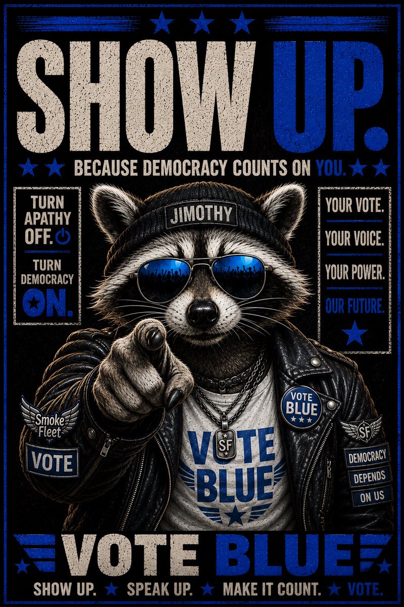 dew_drop16's tweet photo. #RockTheVote
#WeWillVoteBlue
#SmokeFleet
#Jimothy https://t.co/AMFpb3gani