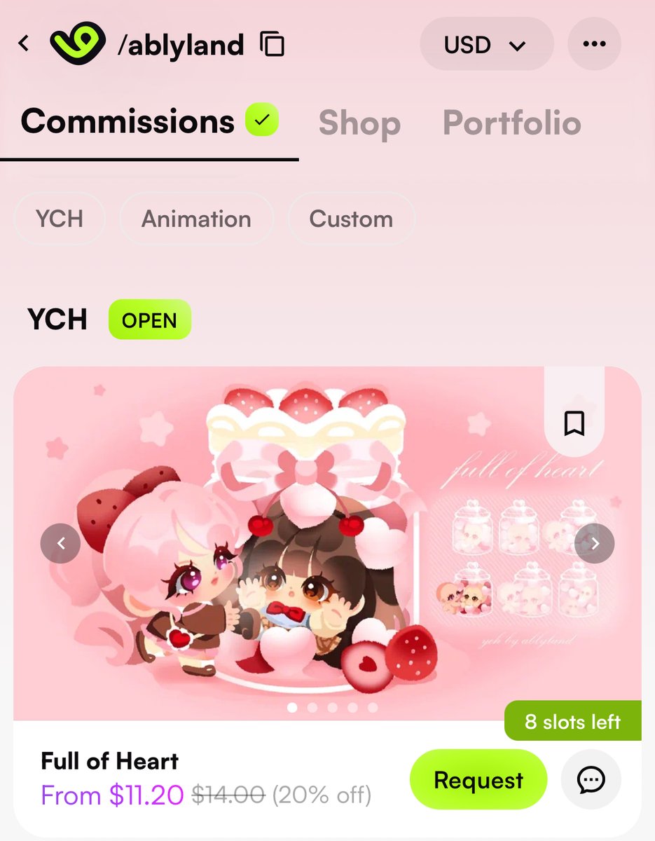 ablyland's tweet photo. YCH ♡ full of heart ♡ 

✨20% OFF SALE✨until aug 31
🔥only 8 slots left🔥

💚🔗https://t.co/gA5zPax2Al

#VGenComm #VgenOpen #VGen #ych https://t.co/sGLfHP8cNH