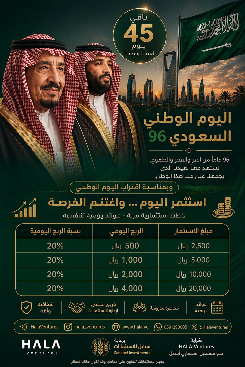 HalaVentures's tweet photo. #اليوم_الوطني
#الرياض_الآن #المملكة_العربية_السعودية https://t.co/5YbJfkQXHj