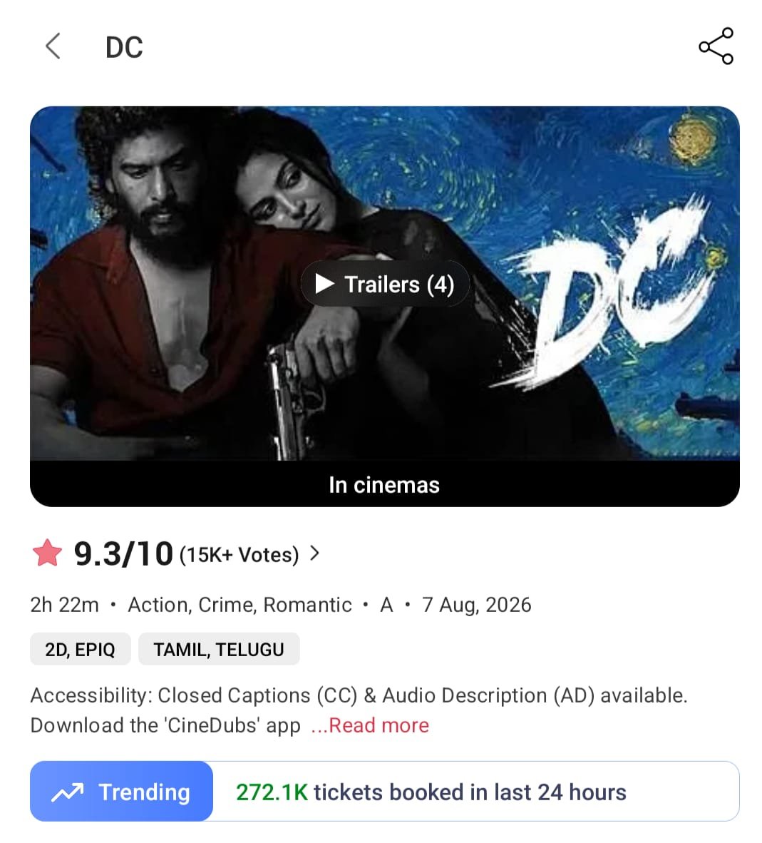 No1Gangstar's tweet photo. 9.3/10 with 15K+ VOTES already! 😮‍💨🔥
272K+ TICKETS in just 24 HOURS idi normal trend kaadhu, MASS STORM 💥💥
#DC https://t.co/jjte3dZCGh