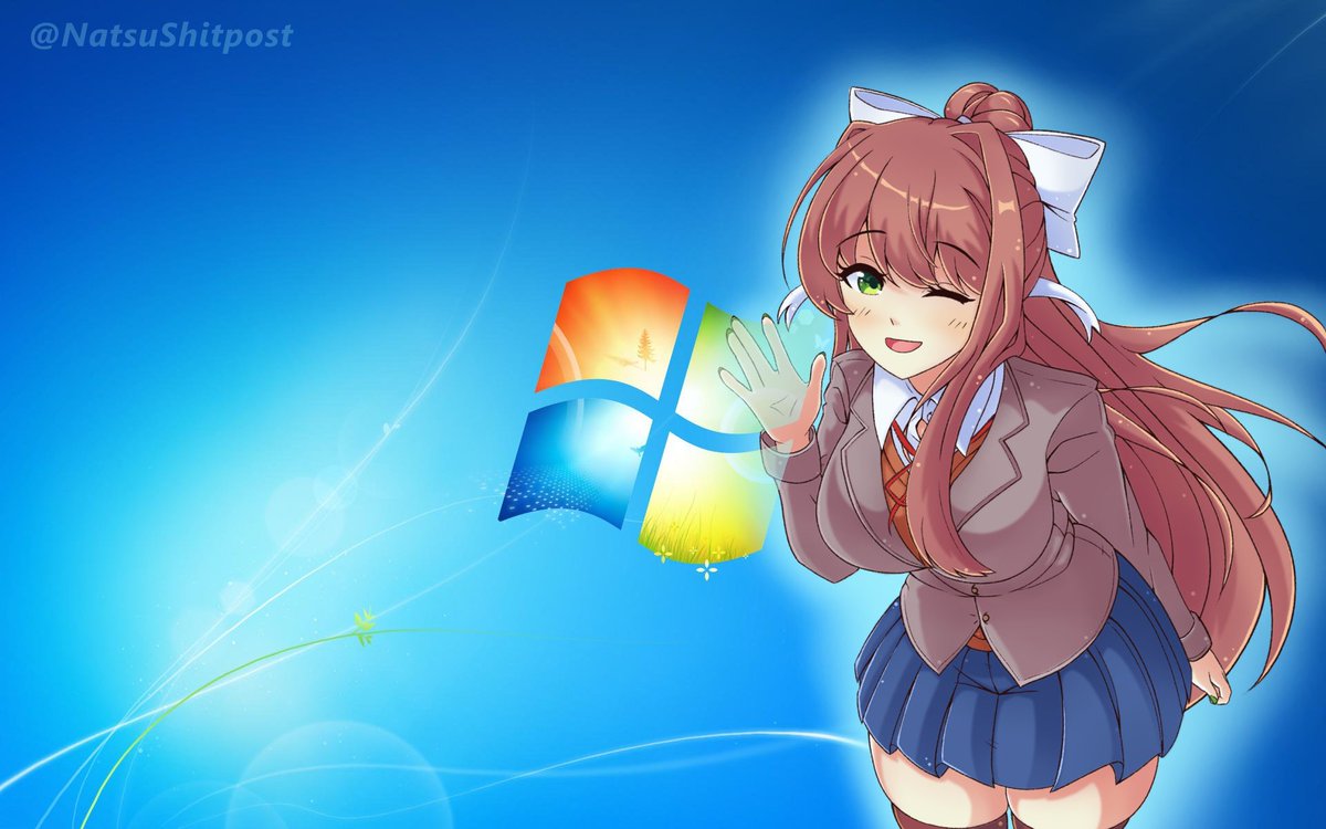 NatsuShitpost's tweet photo. Por fin termine el Fanart de Monika! 🥳🖌️

El Fanart estaba inspirado en un principio por la waifu de Windows 7, asi que quise hacer una version con la presi 💚

#DDLC #DokiDokiLiteratureClub #Fanart #Monika #Windows https://t.co/TmPG5MGur7