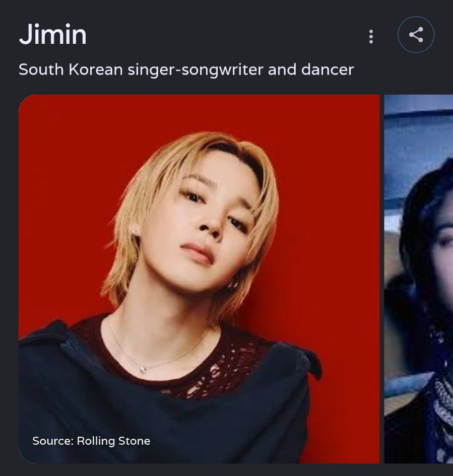 jmchartsmaster's tweet photo. Jimin's Google profile now shows him as a South Korean singer-songwriter and dancer. 🙂‍↕️ https://t.co/5hDiQa1bzn