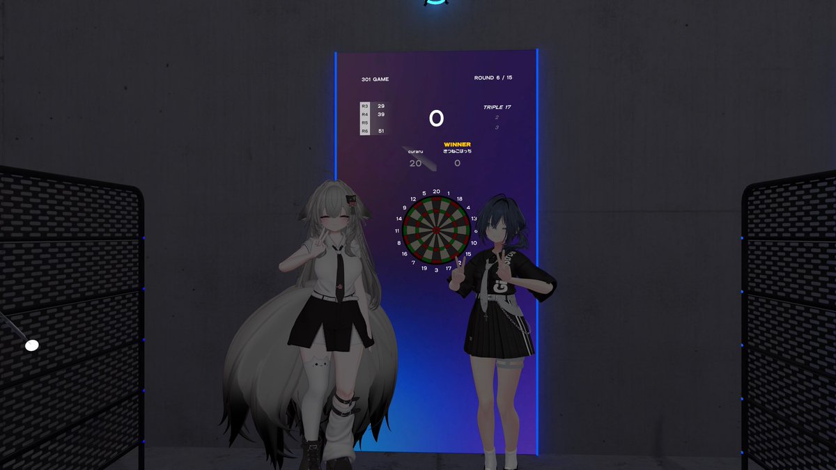 vrc_kityuneko's tweet photo. 先日、ダーツのグリップ難から脱出できて精度が良くなったので、飛び入りでダーツの大会に参加させてもらいました!
物凄い緊張で、ダーツ持つ手がぷるぷる過ぎてどこ持ってるのかわからない状態で頑張りました…
結果は伴いませんでしたが、また練習して参加してみたい!
#PerfectChallengers https://t.co/xcIIvs8VJt