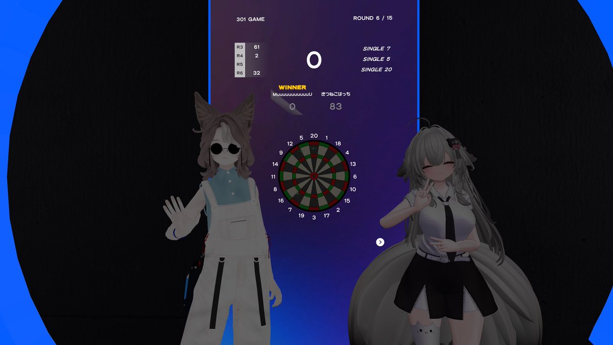 vrc_kityuneko's tweet photo. 先日、ダーツのグリップ難から脱出できて精度が良くなったので、飛び入りでダーツの大会に参加させてもらいました!
物凄い緊張で、ダーツ持つ手がぷるぷる過ぎてどこ持ってるのかわからない状態で頑張りました…
結果は伴いませんでしたが、また練習して参加してみたい!
#PerfectChallengers https://t.co/xcIIvs8VJt