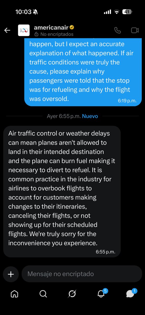 BiancaRG91's tweet photo. @AmericanAir You completely ignored my questions and gave me a generic response. We were told in Kansas City that the stop was for refueling, yet you now claim it was due to air traffic conditions. The flight was also oversold. I’m 18 weeks pregnant and was left dealing with https://t.co/g6qxVV20RA