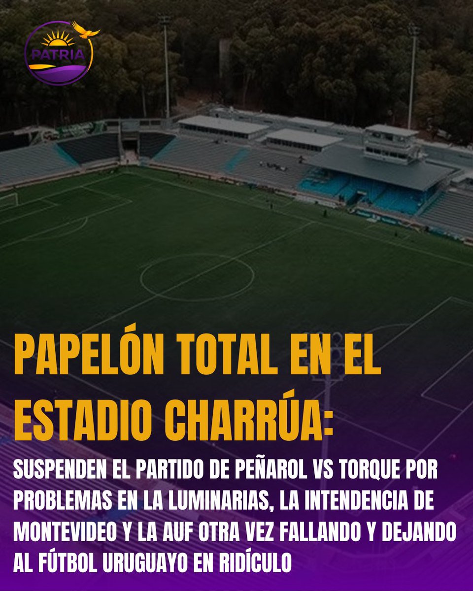 patria_uruguay's tweet photo. 👏🏻🇺🇾| PAPELON TOTAL EN EL ESTADIO CHARRÚA
Suspenden el partido de Peñarol vs Torque por problemas en la luminarias, la Intendencia de Montevideo y la AUF otra vez fallando y dejando al futbol uruguayo en ridículo. https://t.co/huqFqGBmYR