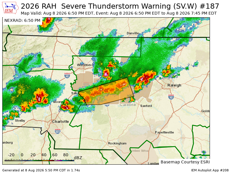 djwake1990's tweet photo. RAH issues Severe Thunderstorm Warning [wind: 60 MPH (RADAR INDICATED), hail: <.75 IN (RADAR INDICATED)] for Alamance, Chatham, Davidson, Randolph [NC] till 7:45 PM EDT https://t.co/RBFxDSyJ95 https://t.co/kzoXbkhmu3