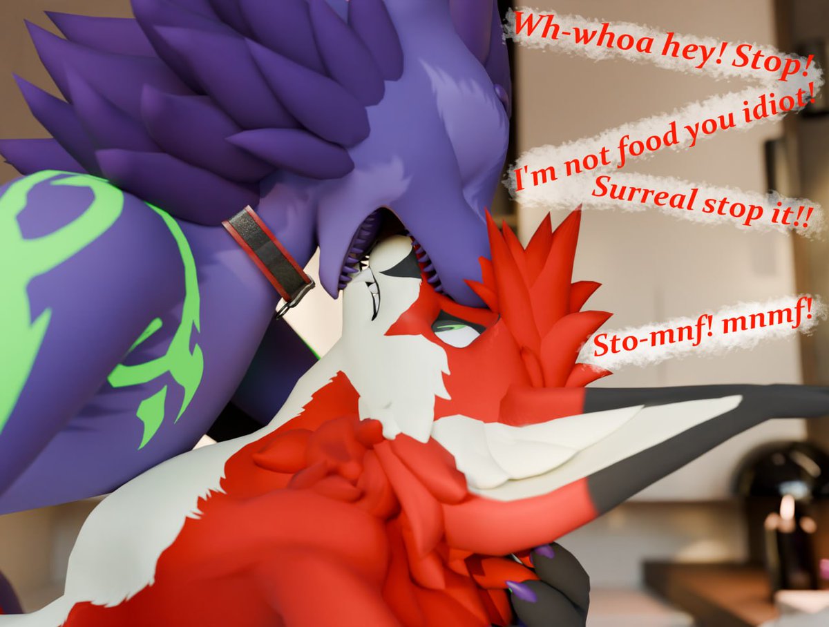 Zandarn1's tweet photo. Happy 8/8 I had a very sweet fox come over and well he's doing a great job of keeping me nice and fed~ Part (1/2)
@ForestDaFox 
Wonderful render from @DatVampireBun 
#vore https://t.co/VOCzDs9tA2