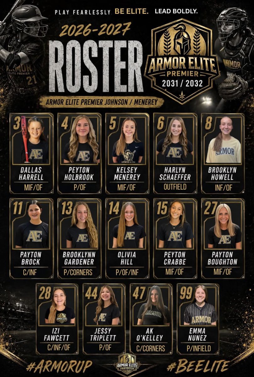 AEPremierJM's tweet photo. THE ROSTER IS OFFICIALLY SET. And this group is ready to put in the work, compete, and make some noise this Fall! 💪🏼🥎

But this team is about more than what happens between the lines.

FAMILY FIRST. 🤝🏼
We have each other’s backs. We push each other. We hold each other accountable. And when it’s time to step between those lines, we’re ready to ARMOR UP and go to battle together. ⚔️

The countdown to Fall Kickoff starts NOW! ⏳🔥

Make sure you follow our journey because this is just the beginning. 👀

Armor Up. Play Fearlessly. Be Elite. ⚔️

#ArmorUp #BeElite #PlayFearlessly #LeadBoldly #ArmorElitePremier
@ArmorEliteFP