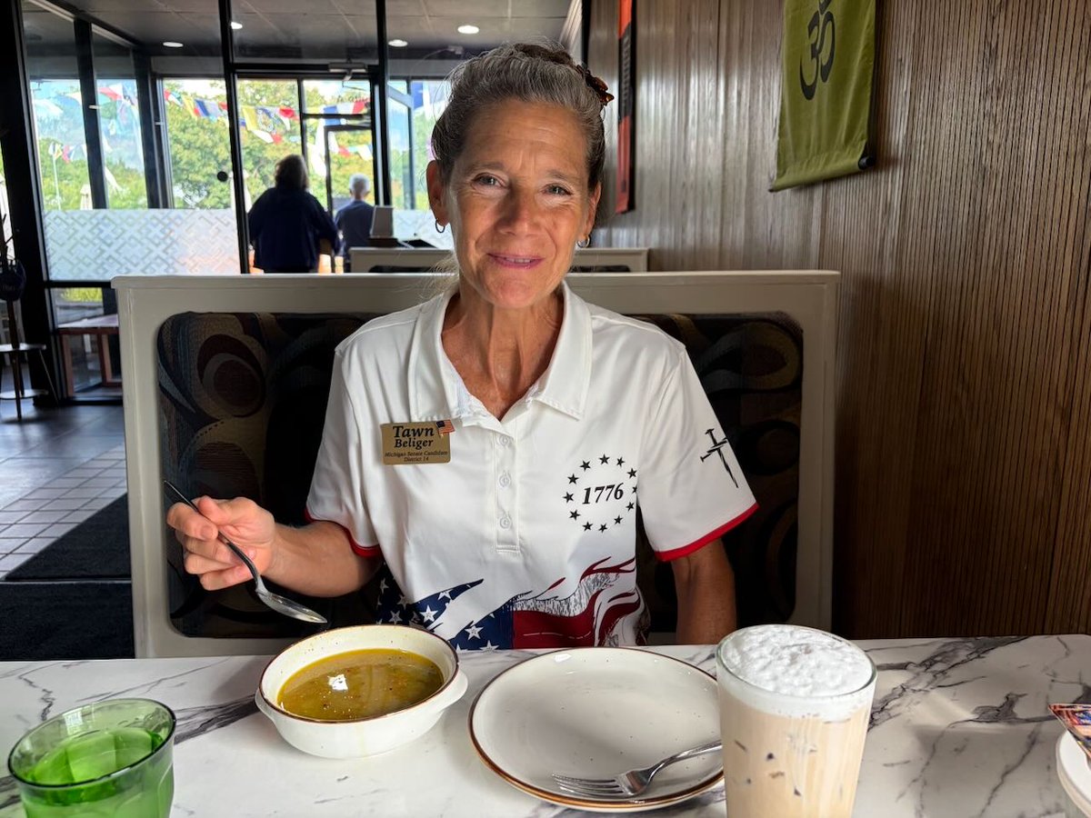 TawnBeliger's tweet photo. Returning from a full day of campaigning. We stopped at Base Camp for a relaxing dinner. We had a great day meeting awesome patriot constituents. (Is 20,000 steps a lot?)😊 https://t.co/3Qhx4eJIiV