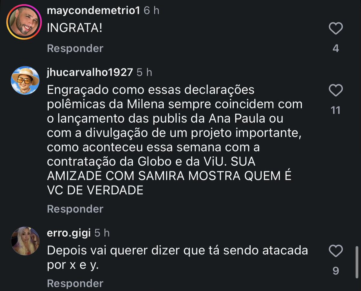 costa_luh7's tweet photo. só alguns comentários recentes no último vídeo da milena sobre ABUS* INFANTIL

pelo amor de Deus, não é possível a falta de caráter desse povo de não respeitar nem um assunto seríssimo pra falar asneira de bbb e amizade alheia

essa torcida é nojenta demais https://t.co/1K4GVYiXUF