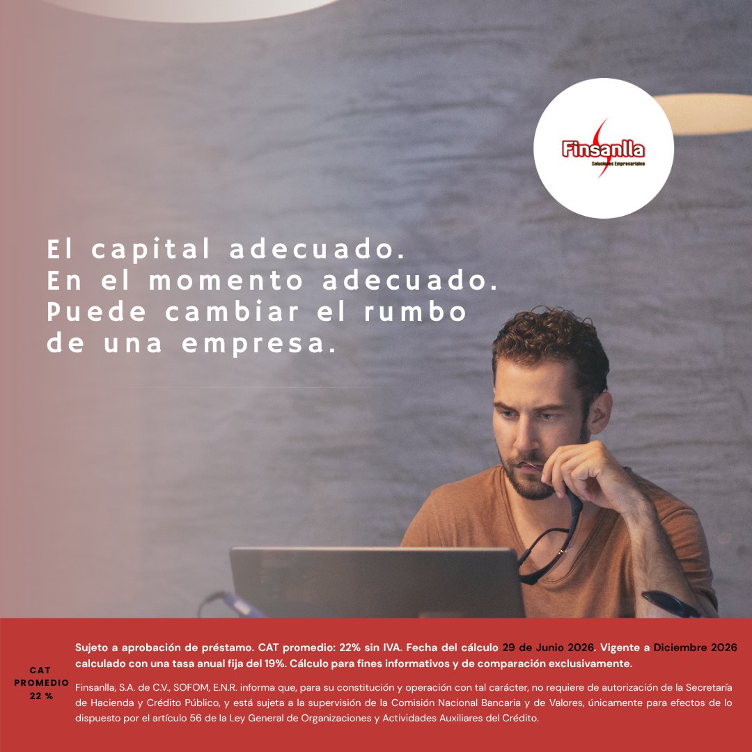 Finsanlla's tweet photo. Desde fortalecer el capital de trabajo hasta financiar la expansión o la adquisición de equipo, un financiamiento bien estructurado permite avanzar con mayor confianza y flexibilidad.
En Finsanlla, entendemos que cada empresa tiene objetivos distintos. https://t.co/TujBy0hwuz