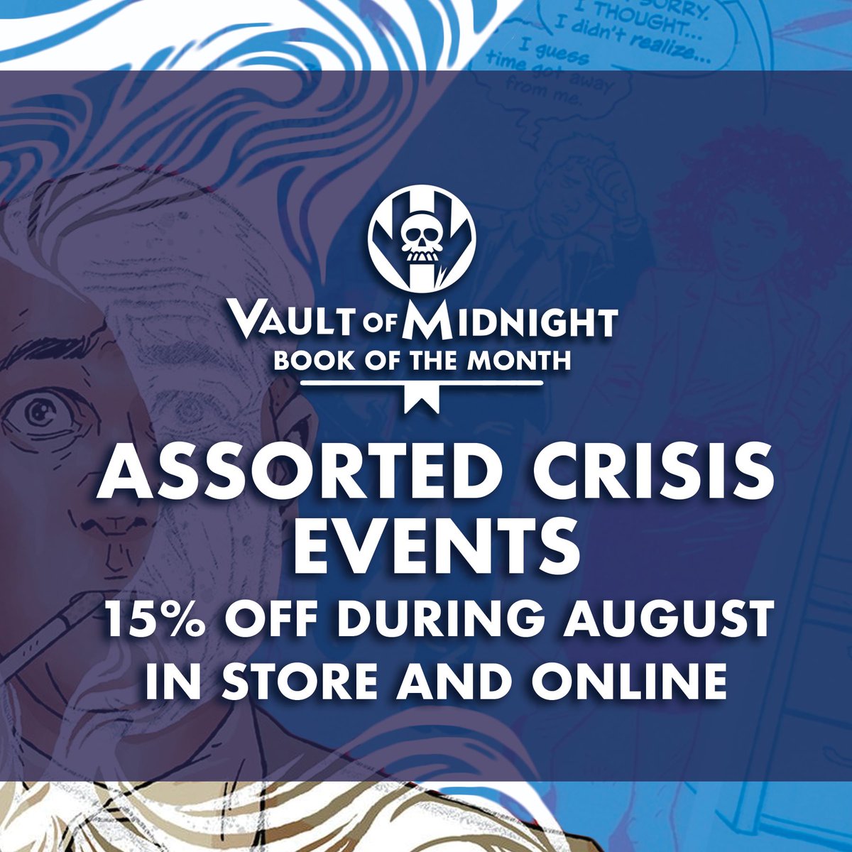 VaultOfMidnight's tweet photo. VAULT BOOK OF THE MONTH - AUGUST '26

You might've heard some buzz about this one, as it just won a well-deserved Eisner Award for Best New Series! Our Book of the Month for August is ASSORTED CRISIS EVENTS VOL. 1 by Deniz Camp and Eric Zawadzki. https://t.co/9XYnigMRm0