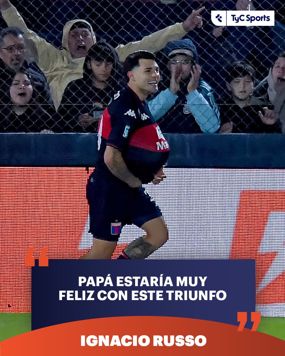 TyCSports's tweet photo. 🇦🇷🏆 Ignacio Russo no dudó ante la pregunta de cómo estaría su padre al verlo marcarle un gol a River:

🗣️ "Papá estaría muy feliz, estaría contento. Fue una noche perfecta, por ahí el plan de partido tuvimos que ceder un poco de terreno porque estábamos cansados al jugar hace menos de 72 horas. Sabíamos que el partido iba a ser pesado y la cancha iba a estar dura, pero pudimos aprovechar un contragolpe, un robo del Colo que me quedó y definir".

🎙️ TNT Sports