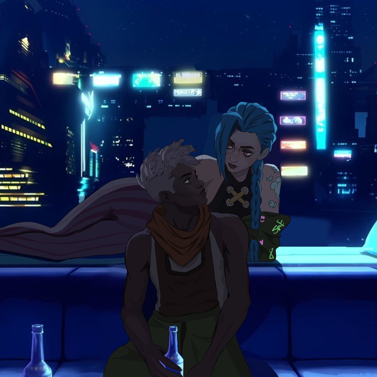 ruri_starr's tweet photo. Cyberpunk and timebomb my beloveds😭 
#Cyberpunk #timebomb #arcane #jinx #ekko https://t.co/SfoXJRaZH7
