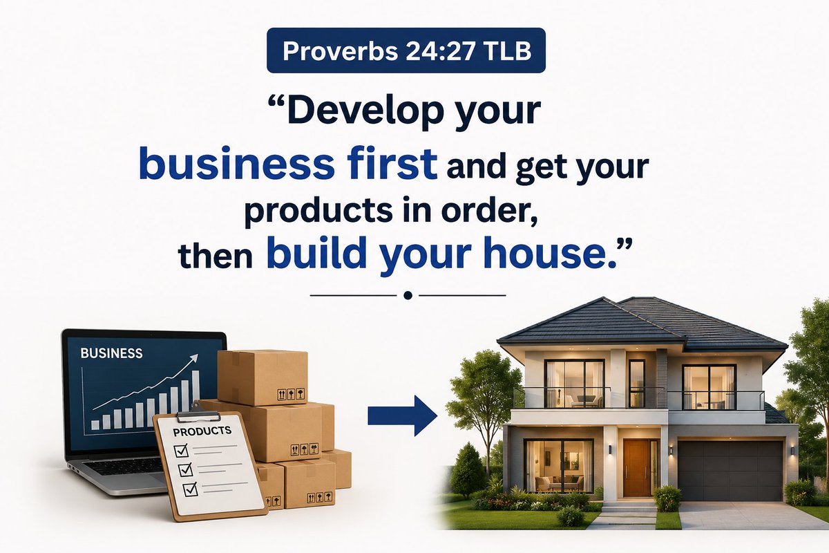 SteveFrosh60708's tweet photo. Proverbs 24:27 (TLB)
_"Develop your business first and get your products in order, then build your house."_
  
Who says the bible isn't complete 🤔😊✍️🔥 https://t.co/hNLHpzB9JU