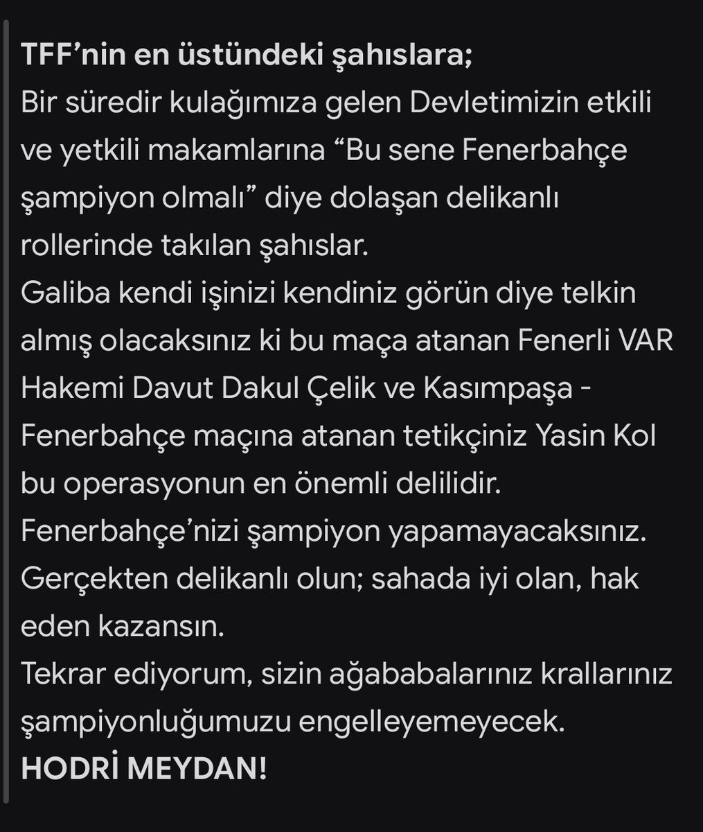 CemBey_7's tweet photo. @SerkanGazioglu 21 Şubat 2026 tarihli o paylaşımın (ID: 2025297504707703148). Twiti silmiş. Ama ekran görüntüsü var. Eleman dönem dönem bu tarz paylaşımlar yapıyor. https://t.co/t9VZZGrxO5