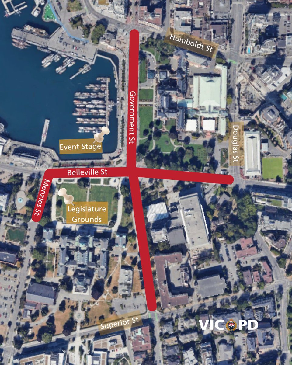 vicpdcanada's tweet photo. David Foster &amp; Friends Concert Update #1: 

Expanded road closures are now in place around the inner harbour and  B.C. Legislature grounds. They will remain in effect through the event. https://t.co/Yek6eSaoYQ