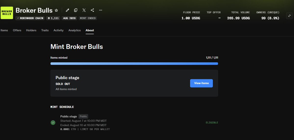 Broker_Bulls's tweet photo. Minted out! Reveal in progress. https://t.co/9DNjuozpfn