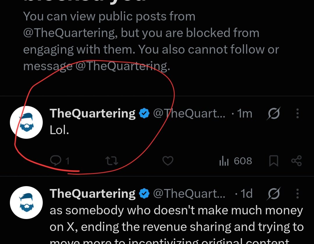 CAMELCASTOff's tweet photo. As it has been foretold. Thequartering deleted his giant crash out after it was hit with a community note. Then just posts "lol." https://t.co/RpWZfUcoL2