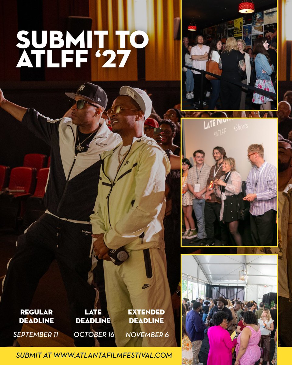 atlantafilmfest's tweet photo. #ATLFF27 Regular Deadline is September 11th! 🍑🎞️

To save 💰 on your film and screenplay submissions, visit https://t.co/m8tdWklSJe! 🎬 #atlff #atl #southernhollywood #indiefilm https://t.co/ekv66yejIn