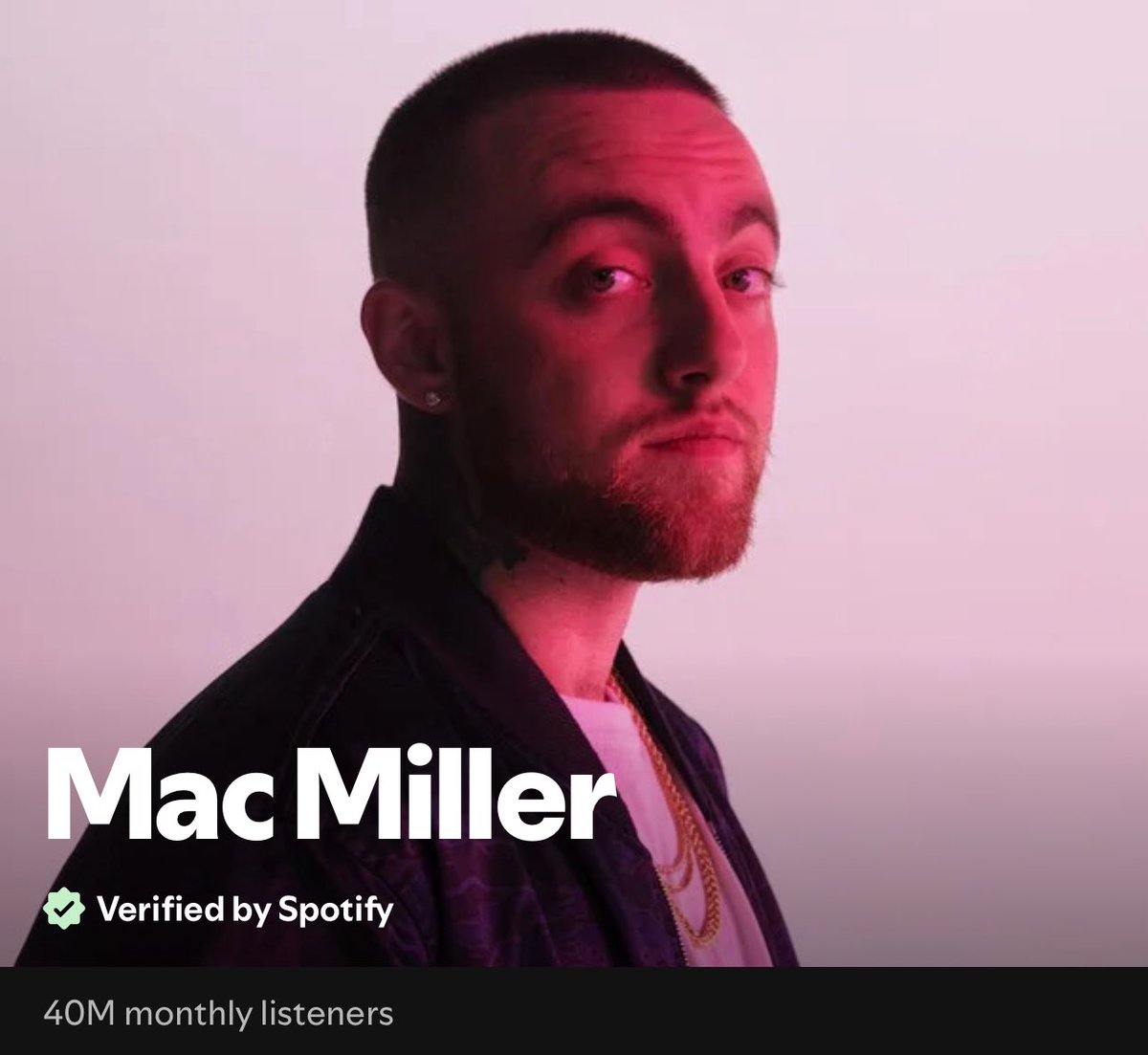 Rap's tweet photo. Mac Miller just hit a new career peak of 40 MILLION monthly listeners on Spotify 🥹🔥 https://t.co/YmQGdWzAfK