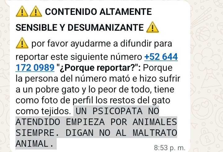 ThiagoQuin93087's tweet photo. Hola,muy buenas tardes vengo a compartirles una cosa, ahí un enfermo de WhatsApp, que esta poniéndose fotos de perfil y hizo lo peor con gato indefenso y chiquito, y lean el resto, por mi parte ya le saque la casa a este asqueroso psicópata,porfavor difundalon https://t.co/LGVTBHVjKr