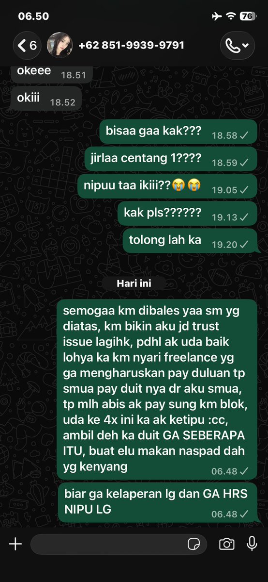 _jujuubuN's tweet photo. hati2dgn no +62 85199399791(A/N sol ) NIPU! jjur inima yg ketipu gwah mlu sbgai SELLER ke cust freelance jir, dkasi freelance baik hati &amp; lu ga hrs pay dluan si dongo Abis gwah pay mlh diblok, tlol pdhl stlh lu ngerjain task nya lu bkl dpet lebi dr yg gwahj pay yg diawal #penipu https://t.co/lJEHq9b84b