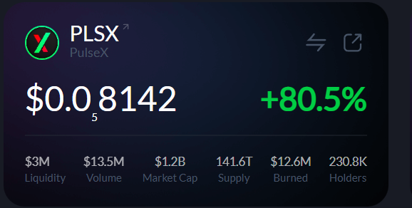 yourfriendSOMMI's tweet photo. ❤️💛💚💙 

PulseX is up +80% in the past month.

🔥 Over 9.50% of supply has been bought and burned!

PLSX is deflationary. Really powerful. https://t.co/5NiNOhxQSl
