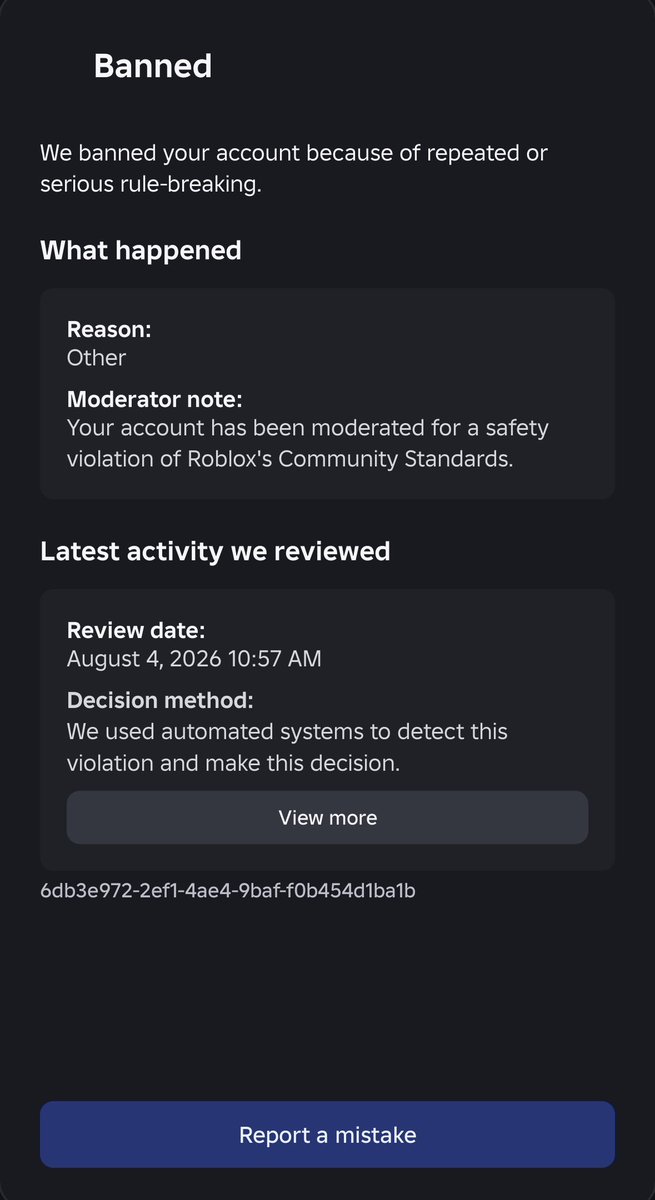 suns4lt's tweet photo. @Roblox my account ‘bartosz737’ is still banned for what seems to be no given reason, your automated systems simply just banned me for existing.

I’d like you to look into this ASAP, roblox support is ghosting my appeals and emails for multiple days. https://t.co/wcRsEZ4iQf