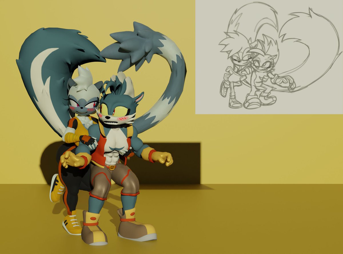 Tulyoin3D's tweet photo. Aquí un render basado en el dibujo de @xXRuckussXx de mi ship favorito, Rougangle (Rough X Tangle).

Me divertí mucho con este render.

#SonicNSFW #Blender #NSFW https://t.co/3nSwYLhX9o