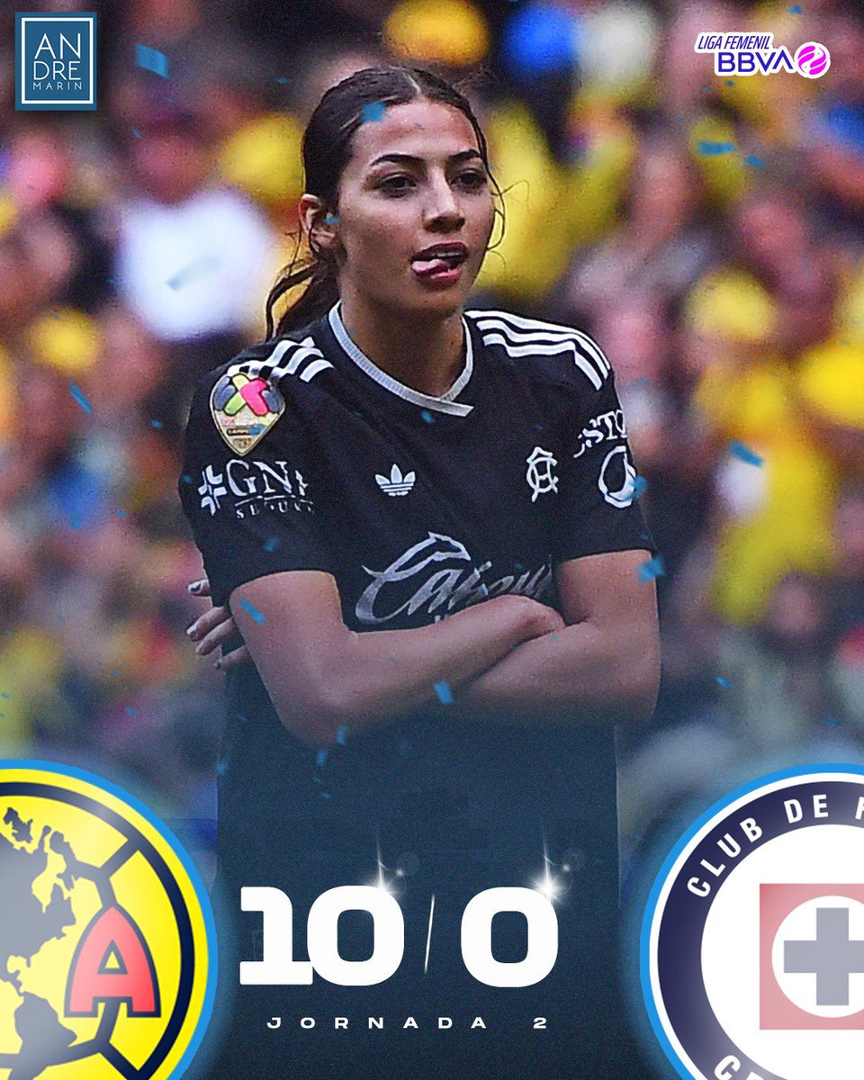 andremarinpuig's tweet photo. ¡AMÉRICA NO TUVO PIEDAD! 🤯

El América no se tentó en el corazón y DESTROZÓ a Cruz Azul en una tarde que quedará en la historia del futbol femenil mexicano. 

Gabriela García, Scarlett Camberos, Geyse Ferreira (x2), Kimberly Rodríguez (x2), Montserrat Saldívar, Priscila da Silva (x2) e Irene Guerrero fueron las artífices de la goleada de las actuales monarcas de la liga.