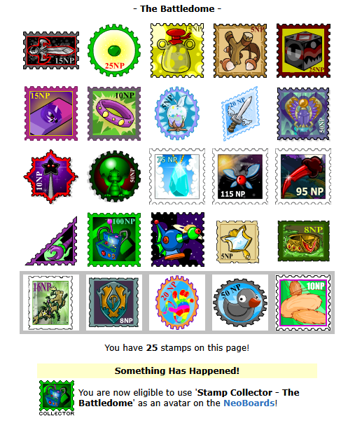 laceyloki's tweet photo. a few million np investment, but finally finished this stamp page and got an avatar in return. why are stamps so expensive? 

@Neopets https://t.co/7jsG4SaMSW