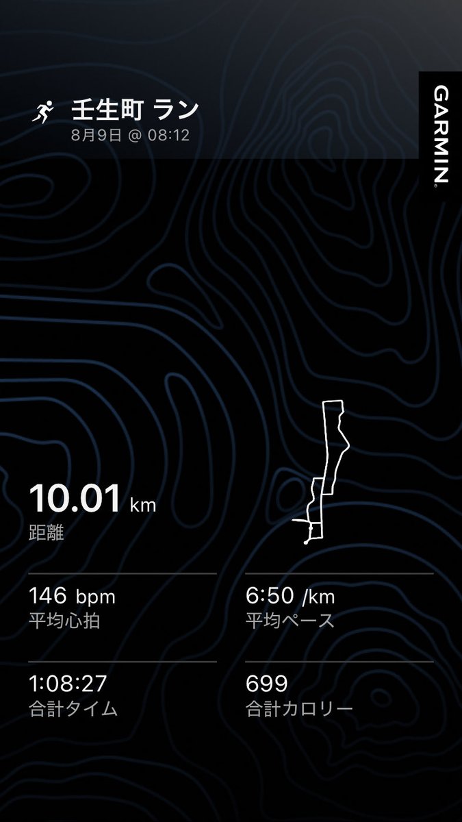 you_enjoy_run's tweet photo. 8/9  10㌔ジョグ🏃‍♂️

ゆっくりとはいえ、暑さもあってキツかった🥵
10㌔とはいえ給水1回だけじゃ足らない気がした💦 https://t.co/w0qSUHKjqv