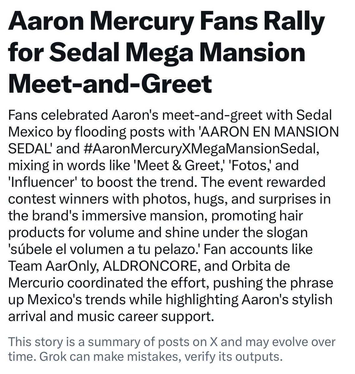 TEAMAARONLY's tweet photo. Que lindo resumen de el meet &amp; greet y tendencia de hoy. @ArnMercurio, @EstiloDF, y @SedalMexico la mejor combinación. 

Gracias a los Mercurials que pudieron asistir y a los Mercurials que se sumaron a la tendencia. Team AarOnly siempre presente. 

#AaronMercury #Mercurials https://t.co/Jp7g9CQz6q
